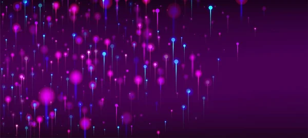 Blue Purple Pink Résumé Fond Bannière Technologie Réseau Éléments Rayons — Image vectorielle