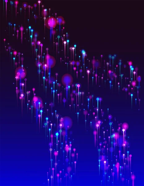 ブルーピンクパープルの壁紙 ビッグデータ人工知能イーサネット未来的背景 明るい光のピンの粒子 ネットワーク科学バナー 社会科学光ファイバーピン — ストックベクタ