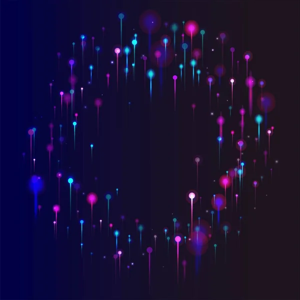 青紫色のピンクの要約背景 人工知能ビッグデータイーサネット技術壁紙 ネオンライトの粒子 ネットワーク科学バナー 光ファイバー 社会科学ライトピン — ストックベクタ