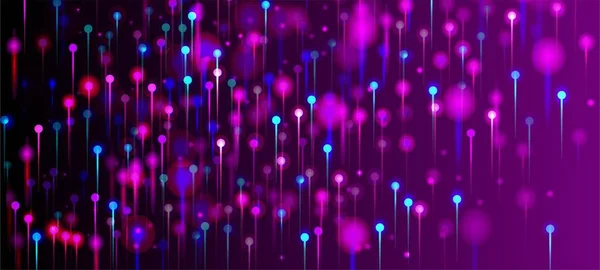 粉色蓝色紫色摘要墙纸 人工智能大数据互联网技术背景 有光的发光粒子 网络科技横幅 光纤社会科学光针 — 图库矢量图片