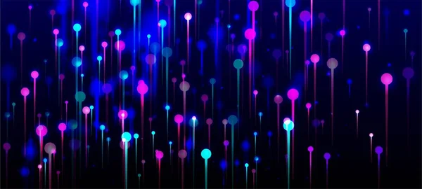 ピンクブルーパープルの壁紙 明るい光の粒子 ネットワーク科学バナー ビッグデータ人工知能イーサネット未来的背景 社会科学光ファイバーピン — ストックベクタ