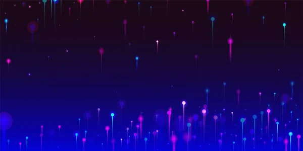 紫色蓝色粉红现代墙纸 网络科学横幅 大数据人工智能互联网技术背景 Neon Light Rays粒子 社会科学纤维光针 — 图库矢量图片
