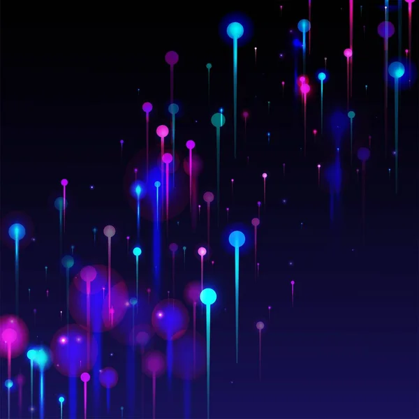 Blue Pink Purple Abstract Wallpaper Bright Light Nodes Particles Network — Stock Vector