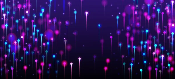 粉色紫色蓝色现代壁纸 人工智能大数据以太网的未来背景 网络科学横幅 活力光之谷颗粒 光纤社会科学光针 — 图库矢量图片