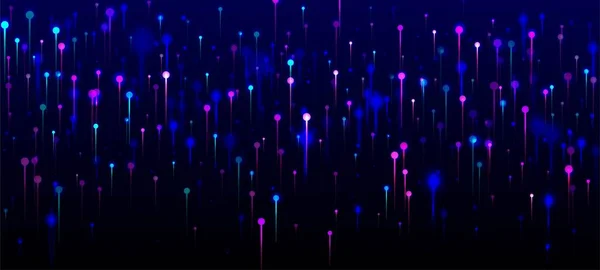 粉色蓝色紫色现代背景 网络科技横幅 活体光粉元素 海量数据人工智能互联网未来主义墙纸 社会科学纤维光针 — 图库矢量图片