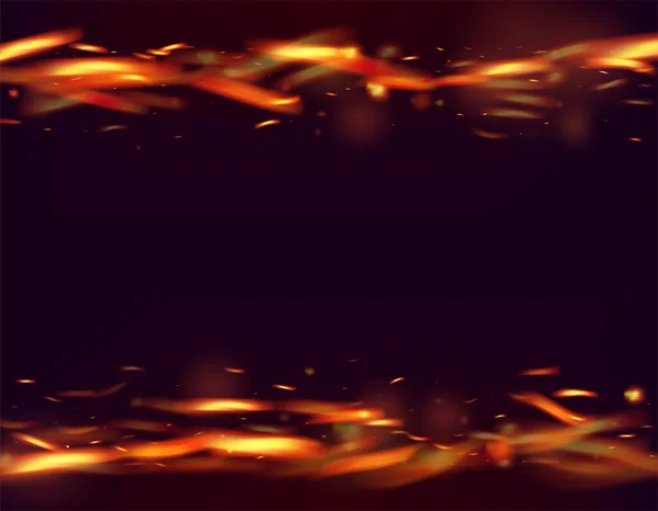 Flamme Flamboyante Fond Scintillant Bouffées Chaleur Feu Isolé Étincelles Jaunes — Image vectorielle