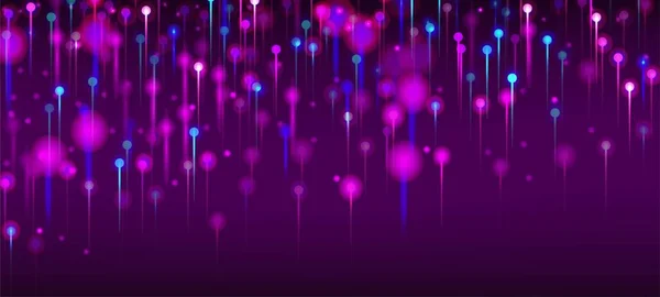 蓝色粉色紫色现代背景 霓虹灯发光元件 大数据人工智能以太网技术壁纸 网络科学横幅 社会科学纤维光针 — 图库矢量图片