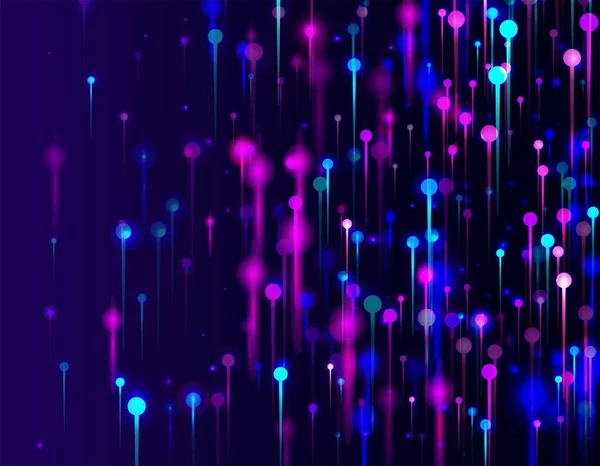 Purple Pink Blue Abstract Background Neon Light Nodes Particules Big — Image vectorielle