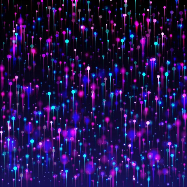 粉色紫色摘要墙纸 网络科学横幅 人工智能大数据以太网的未来背景 Neon Light Pins Elements 光纤社会科学光针 — 图库矢量图片