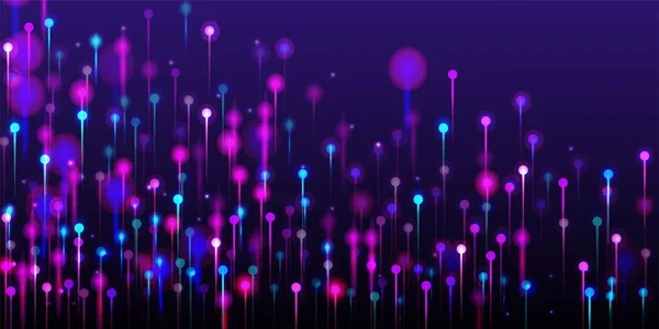 Fondo Abstracto Rosa Púrpura Azul Nodos Luz Brillante Partículas Big — Vector de stock