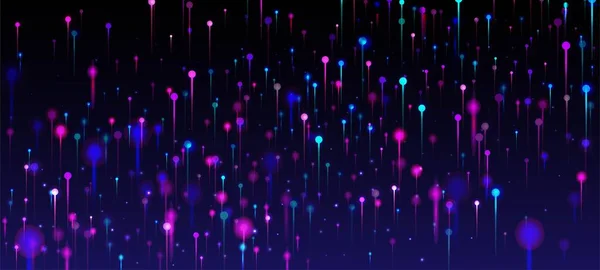 紫色蓝色粉红现代背景 人工智能大数据互联网技术壁纸 Neon Light Rays Elements 网络科学横幅 社会科学纤维光针 — 图库矢量图片