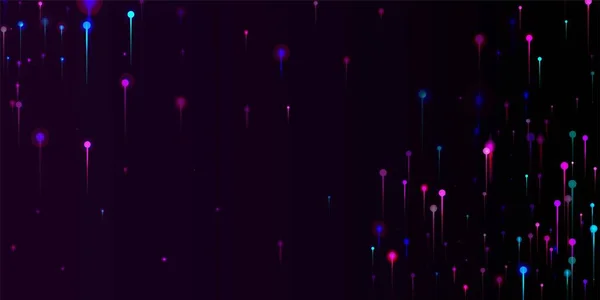 蓝色紫色粉红现代背景 海量数据人工智能互联网技术壁纸 霓虹灯发光粒子 网络科学横幅 光纤社会科学光针 — 图库矢量图片