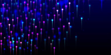 Mor Pembe Mavi Modern Arkaplan. Büyük Veri Yapay Zeka Ethernet Teknoloji Duvar Kağıdı. Neon Light Pins elementleri. Ağ Bilimsel Sancak. Fiber Optik Sosyal Bilimler Işık İğneleri.