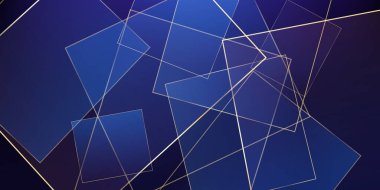 Altın çizgileri olan Blue Sky Business Banner. Koyu mavi kristal kart. Noel Kareleri Gazetesi. Üç boyutlu Soyut Çokgen Parlak Arkaplan. Royal Rich VIP Geo Sınırı. Gümüş Çokgen Tasarımı.