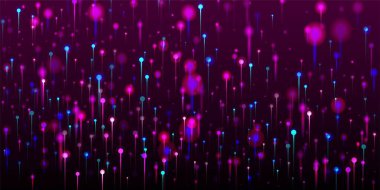 Mavi Pembe Modern Duvar Kağıdı. Neon Işığı Parçacıkları. Büyük Veri Yapay Zekası İnternet Geleceği Geçmişi. Ağ Bilimsel Sancak. Sosyal Bilimler Fiber Optik Işık İğneleri.