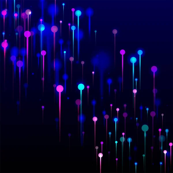 蓝色紫色粉红现代背景 人工智能大数据互联网未来主义墙纸 霓虹灯粉颗粒 网络科技横幅 社会科学纤维光针 — 图库矢量图片