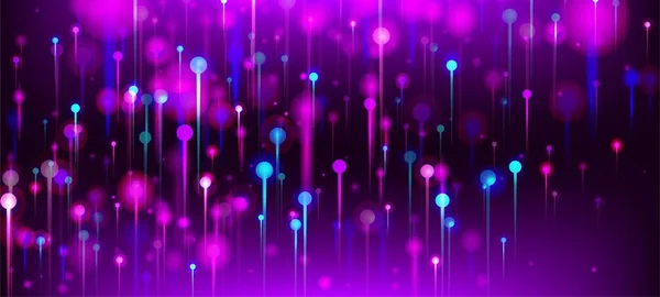 ピンクブルーパープル概要背景 ビッグデータ人工知能インターネット未来壁紙 ネットワーク技術バナー 明るい光の粒子 光ファイバー 社会科学ライトピン — ストックベクタ