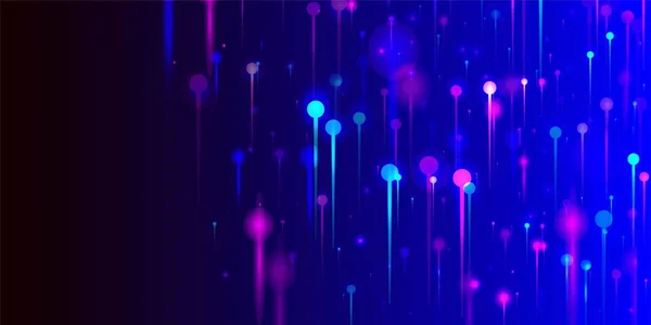 紫色蓝色粉红现代背景 网络科学横幅 海量数据人工智能互联网技术壁纸 亮光发光元件 社会科学纤维光针 — 图库矢量图片