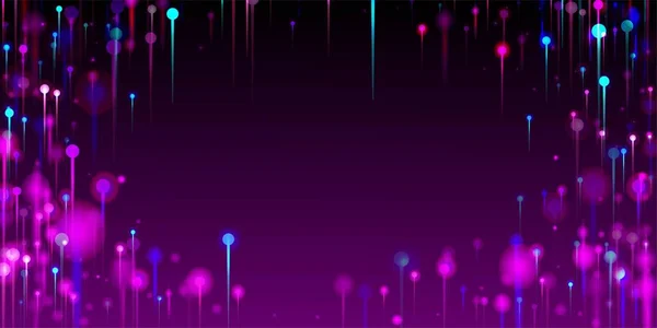 紫色粉色蓝色现代背景 Neon Light Rays粒子 网络科学横幅 海量数据人工智能互联网未来主义墙纸 光纤社会科学光针 — 图库矢量图片