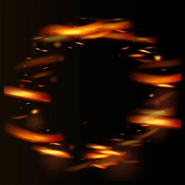 Φλογερή Φλόγα Πυροδοτεί Φόντο Φωτεινή Νύχτα Χρυσά Αστέρια Καυτές Χρυσές — Διανυσματικό Αρχείο