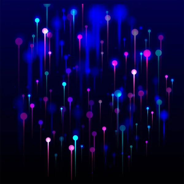 Purple Pink Blue Abstract Wallpaper Neon Light Nodes Elements Network — Stock Vector