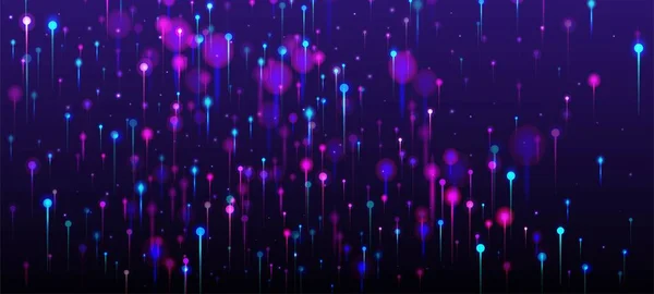 Фиолетовый Синий Розовый Абстрактный Фон Сетевой Научный Флаг Частицы Неоновых — стоковый вектор