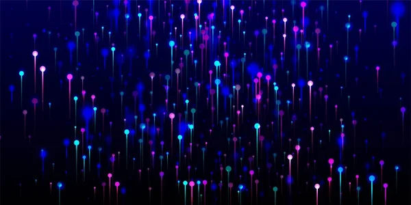 粉色紫色蓝色现代壁纸 大数据人工智能以太网的未来背景 网络科学横幅 活力光之谷颗粒 光纤社会科学光针 — 图库矢量图片