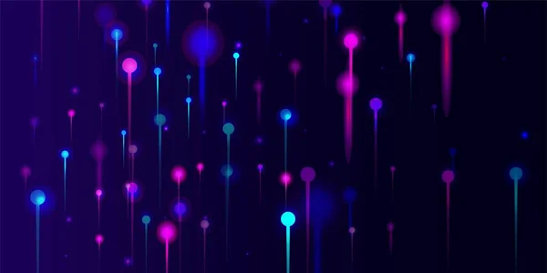 Púrpura Rosa Azul Moderno Fondo Partículas Nodos Luz Vívida Banner — Vector de stock