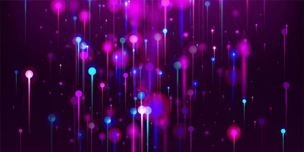 Purple Pink Blue Abstract Wallpaper Levendige Lichtstralen Deeltjes Netwerktechnologie Banner — Stockvector