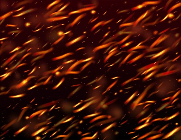 Blazing Flame Fiery Sparkles Background Foc Izolat Scântei Roșii Galbene — Vector de stoc