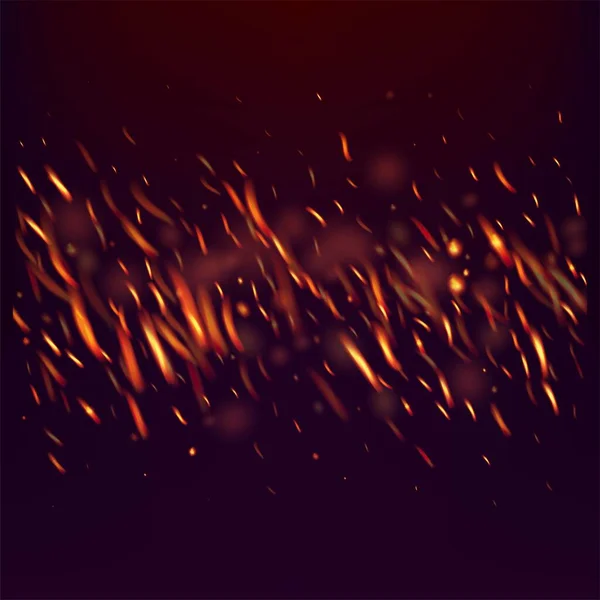 화성검은 불꽃을 배경으로 에너지가 흐르는 글리터 현실적 오렌지스파클스 불꽃을 튀기는 — 스톡 벡터