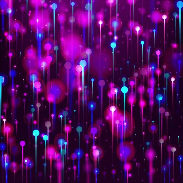 Roze Blauw Paars Abstracte Achtergrond Heldere Lichtstralen Deeltjes Big Data — Stockvector