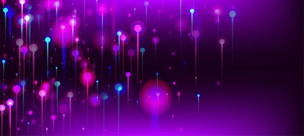 Blue Purple Pink Abstract Wallpaper Neon Light Nodes Particles Artificial — Stock Vector