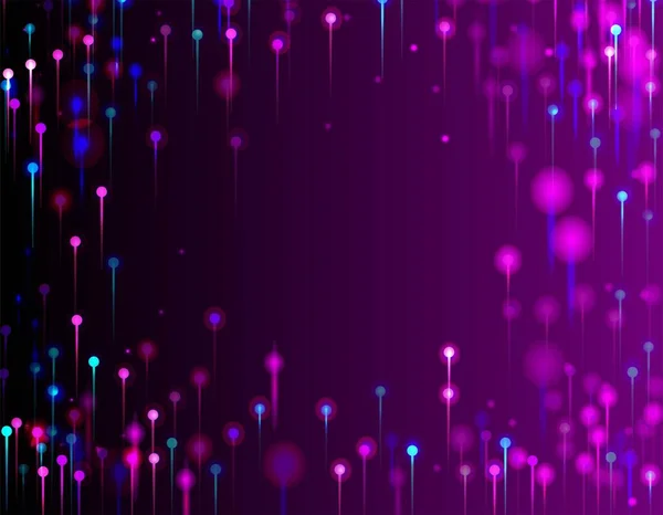 紫色蓝色粉红现代背景 活力光之谷颗粒 网络科学横幅 海量数据人工智能互联网未来主义墙纸 光纤社会科学光针 — 图库矢量图片