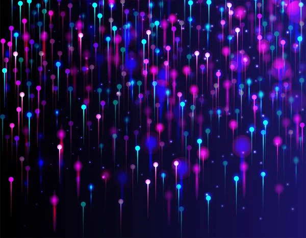 パープルピンクブルー概要背景 ビッグデータ人工知能インターネット未来壁紙 ネットワーク技術バナー 明るい光の輝きの要素 光ファイバー 社会科学ライトピン — ストックベクタ