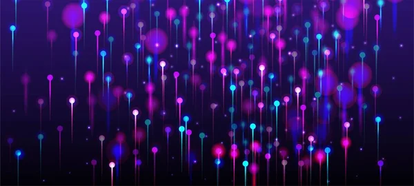蓝色紫色粉红现代墙纸 网络科学横幅 海量数据人工智能互联网的未来背景 Neon Light Rays Elements 社会科学纤维光针 — 图库矢量图片