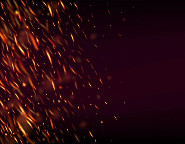 Blazing Flame Eldig Gnistrar Bakgrund Hot Burning Flake Flashes Realistisk — Stock vektor
