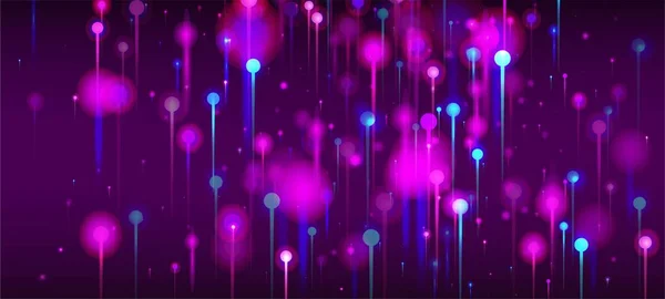 ピンクブルーパープルの壁紙 人工知能ビッグデータイーサネット技術の背景 ネットワーク科学バナー 明るい光の光線の要素 社会科学光ファイバーピン — ストックベクタ