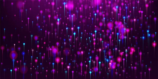 ピンクブルーパープルモダンな壁紙 人工知能ビッグデータインターネット技術の背景 ネットワーク科学バナー 鮮やかな光のノードの粒子 光ファイバー 社会科学ライトピン — ストックベクタ