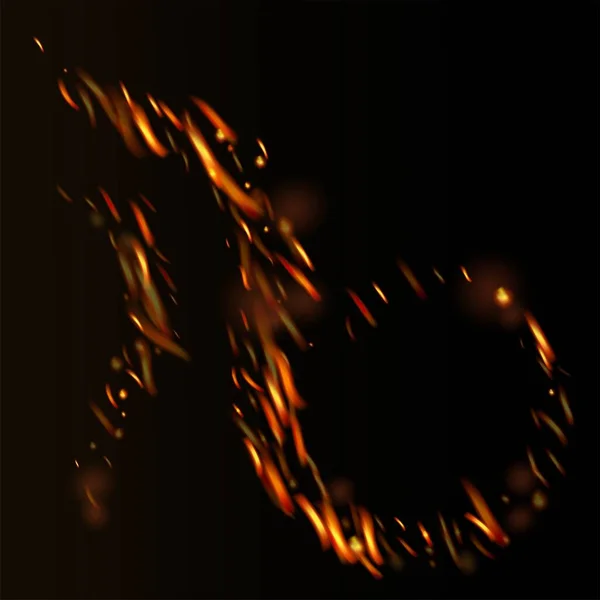 Llama Ardiente Fondo Chispas Ardientes Realistic Energy Gleam Fuego Aislado — Vector de stock