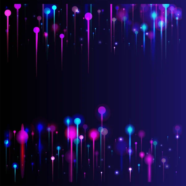 蓝色粉红紫色背景 明亮的发光粒子 网络科学横幅 人工智能大数据以太网未来主义墙纸 社会科学纤维光针 — 图库矢量图片