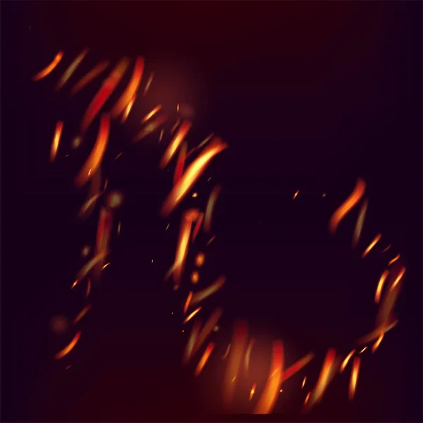 Сжигание Пламени Огненные Искры Фон Светлая Ночь Блестящие Звезды Изолированный — стоковый вектор
