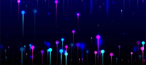 パープルピンクブルーのモダンな背景 ネットワーク技術バナー 人工知能ビッグデータインターネット技術壁紙 明るい光の粒子 社会科学光ファイバーピン — ストックベクタ