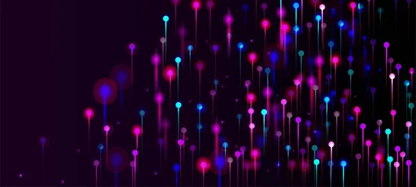 Roze Blauw Paars Moderne Behang Netwerk Wetenschappelijke Banner Levendige Lichtstralen — Stockvector