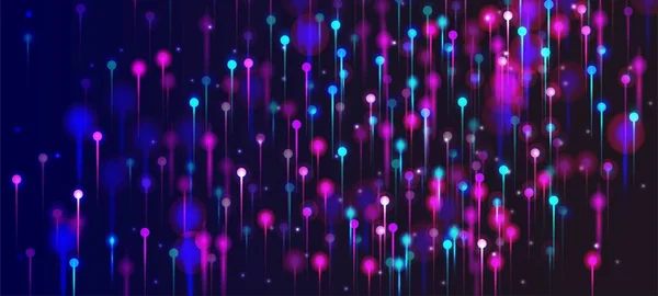 粉色紫色摘要墙纸 网络科学横幅 人工智能大数据互联网的未来背景 霓虹灯发光元件 光纤社会科学光针 — 图库矢量图片