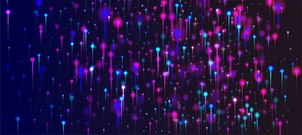 ピンクパープルブルーのモダンな背景 明るいライトノード要素 ネットワーク科学バナー ビッグデータ人工知能インターネット技術壁紙 光ファイバー 社会科学ライトピン — ストックベクタ