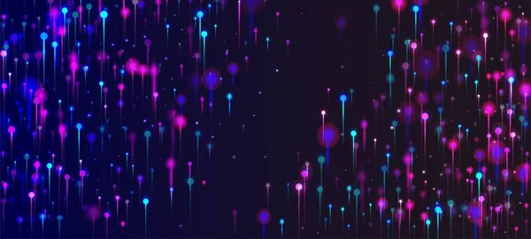 蓝色紫色粉红现代墙纸 海量数据人工智能互联网的未来背景 明亮的光点元素 网络科技横幅 光纤社会科学光针 — 图库矢量图片