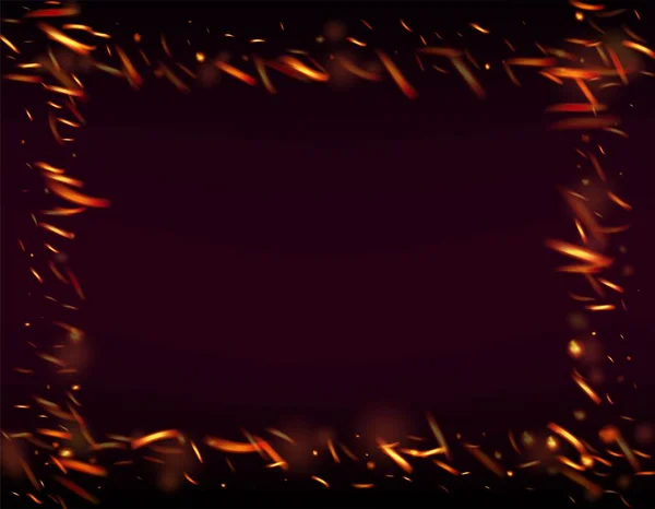 Flamme Flamboyante Étincelles Feu Fond Image Réaliste Feu Sur Noir — Image vectorielle