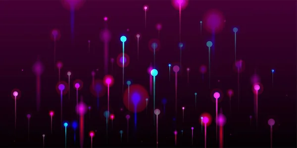 Blå Rosa Lila Abstrakt Tapet Ljusa Ljusstrålar Partiklar Artificiell Intelligens — Stock vektor