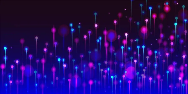 Blau Rosa Lila Abstrakter Hintergrund Neonlichtelemente Big Data Künstliche Intelligenz — Stockvektor